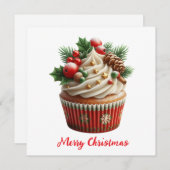 Christmas Cupcake Feestdagenkaart (Voorkant / Achterkant)