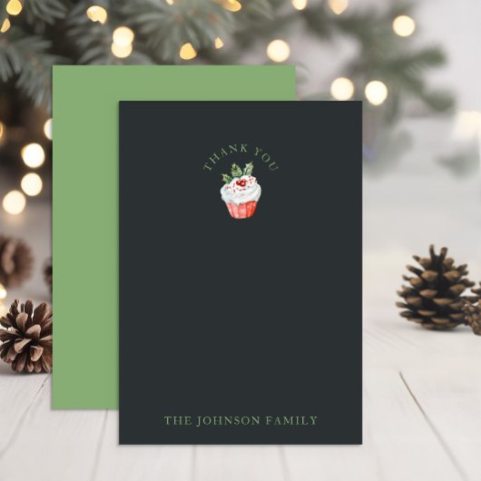 Christmas Cupcake Waterverf Bedankt Card