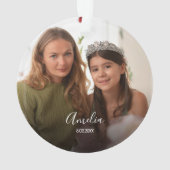 Christmas Custom 2-photo White Script Ornament (achterkant)