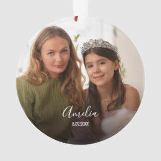  Christmas Custom 2-photo White Script Ornament