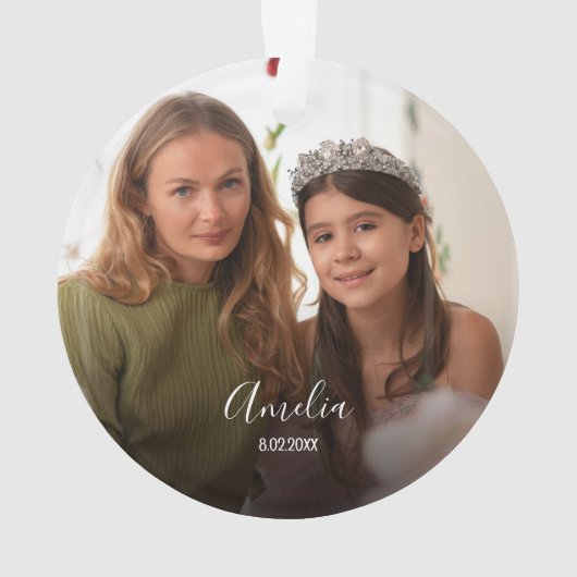 Christmas Custom 2-photo White Script Ornament (achterkant)