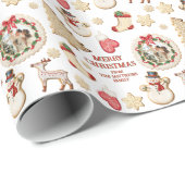 Christmas Custom Photo & From Name Cookie Cadeaupapier (Rol Hoek)