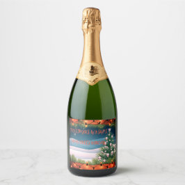 Christmas Custom Wine Bottle Label Sparkling Wijnetiket