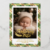 Christmas Cutie | Baby Photo Plaid Holiday Folie Feestdagenkaart (Voorkant)