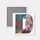 CHRISTMAS D BRIEF / SANTA MET VIOLIN MONOGRAM MAGNEET (Voorkant / Achterkant)