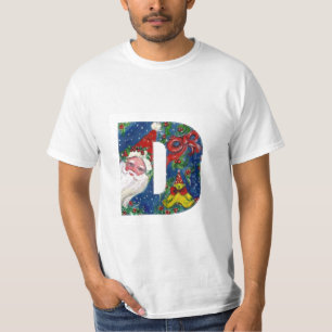CHRISTMAS D LETTER/SANTA CLAUS MET RODE RIBBON T-SHIRT