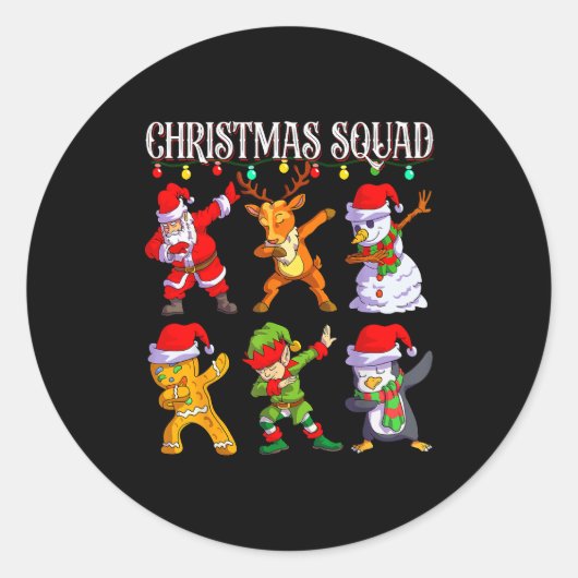 Christmas Dab Santa Friends Matching Family Christ Ronde Sticker (Voorkant)