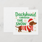 Christmas Dachshund Card/Invitation Kaart (Voorkant / Achterkant)