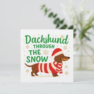 Christmas Dachshund Card/Invitation Kaart