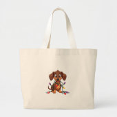Christmas Dachshund Lights (2) Grote Tote Bag (Voorkant)
