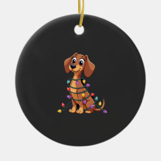 Christmas Dachshund Lights (2) Keramisch Ornament