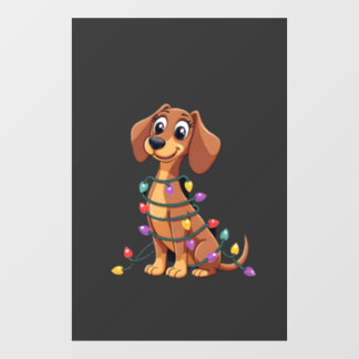 Christmas Dachshund Lights (2) Raamsticker