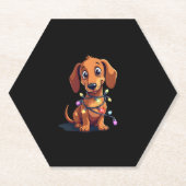 Christmas Dachshund Lights (3) Kartonnen Onderzetters (Voorkant)