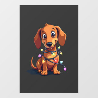 Christmas Dachshund Lights (3) Raamsticker