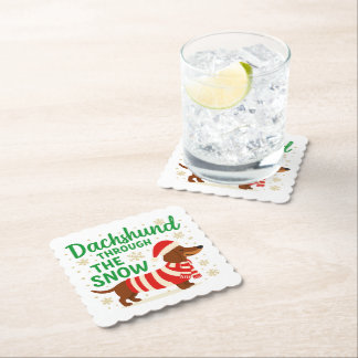 Christmas Dachshund Paper Coaster Kartonnen Onderzetters