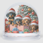 CHRISTMAS DACHSHUND PUPPIES SNOW GLOBE (Avant)