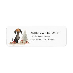 Christmas Dachshund Retourner l'adresse Étiquettes