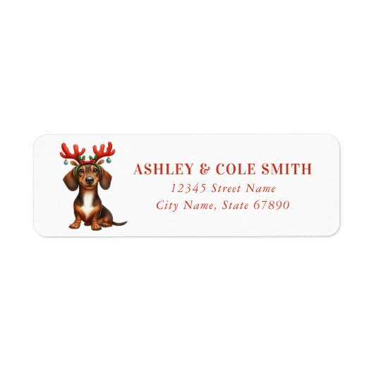 Christmas Dachshund Retourner l'adresse Étiquettes (Devant)
