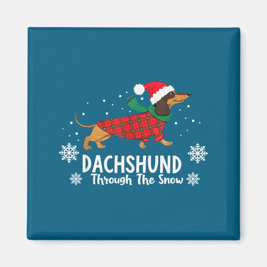 Christmas Dachshund Through The Snow Wiener Dog Sa Magneet (Voorkant)