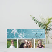 Christmas Damask Snowflake - Blauwgroen Oceaan Bla Feestdagenkaart (Staand voorkant)