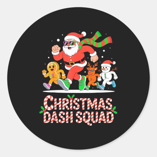 Christmas Dash Squad Running Runner Marathon Team  Ronde Sticker (Voorkant)