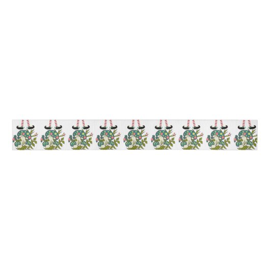Christmas Decorative Ribbon, Elf Mushroom  Grosgrain Lint (Voorkant)