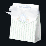 Christmas Deer Crest | Monogramme<br><div class="desc">L'élégante crête monogramme aquarelle donne à ce ballotin un look magnifique et intemporel. Il y a un motif à rayures fleuries sur la partie inférieure de la boîte. Les couleurs comprennent le vert sauge et le bleu. Si vous avez des questions ou avez besoin d'aide pour customiser ce tag, veuillez...</div>