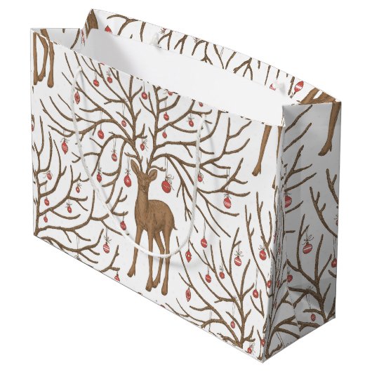 Christmas deer on white groot cadeauzakje (Achterkant Gekanteld)