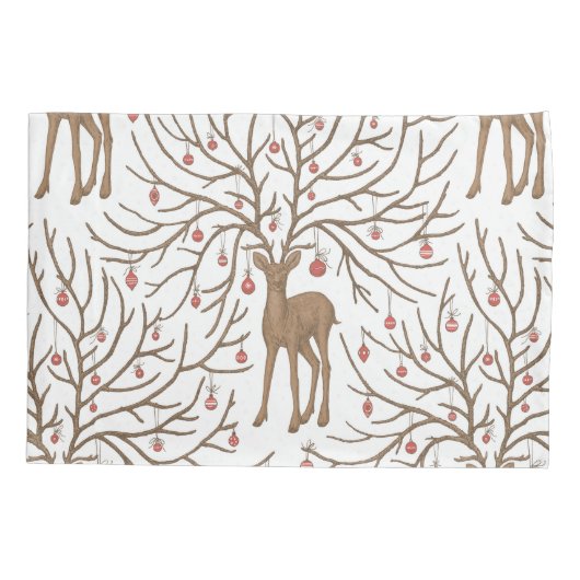 Christmas deer on white kussensloop (Achterkant-Links)