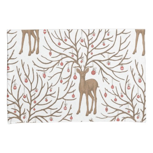 Christmas deer on white kussensloop (Voorkant-Rechts)