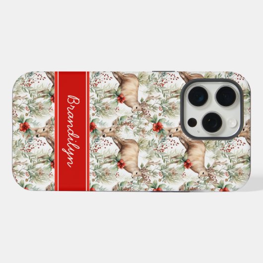 Christmas Deer Phone Case | Personalized Name (Verso Horizontal)