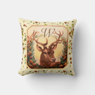 CHRISTMAS DEER, PINE CONES CROWN MONOGRAM CROOM KUSSEN