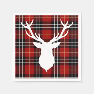 CHRISTMAS DEER RED PLAID SERVET