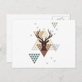 Christmas deer with abstract geometric pattern feestdagenkaart (Voorkant / Achterkant)