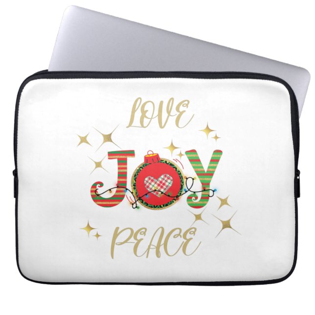 CHRISTMAS DESIGN LIEFT VAN JOY PEACE MET CHRISTMAS LAPTOP SLEEVE (Voorkant)