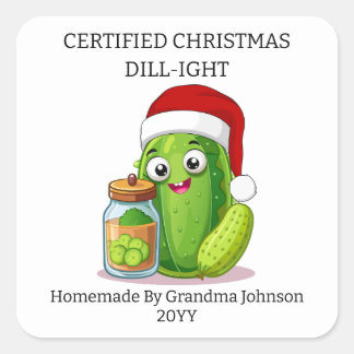 Christmas Dill‑ight Holiday Pickling Jar Vierkante Sticker
