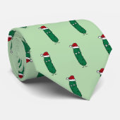 Christmas Dill Pickle wearing a Santa Hat Stropdas (Opgerold)