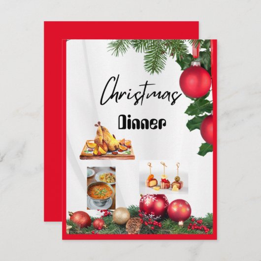CHRISTMAS Dinner nodig Feestdagenkaart (Voorkant / Achterkant)