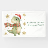 Christmas Dinosaur Birthday Party Spandoek (Horizontaal)