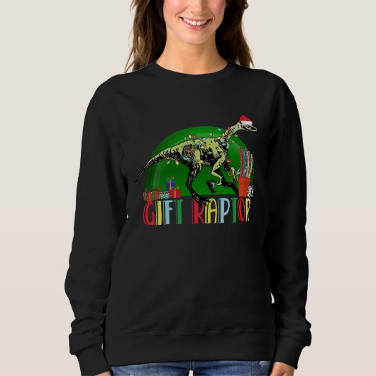 Christmas Dinosaur  Raptor Trui (Voorkant)