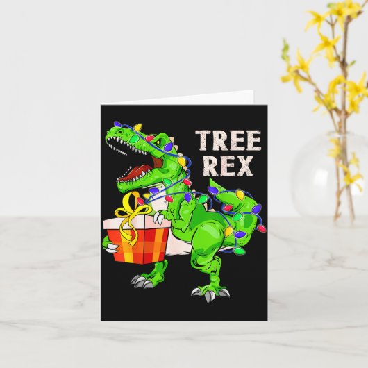 Christmas Dinosaur Shirt Tree Rex Pajamas Xmas Men Kaart (Gele Bloem)