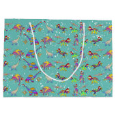 Christmas Dinosaurus Pattern Naam toevoegen Groot Cadeauzakje (Achterkant)