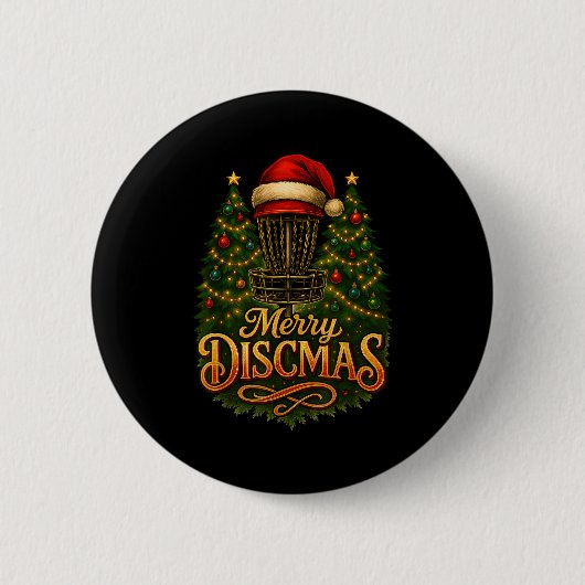 Christmas Disc Golf Merry Discmas Ronde Button 5,7 Cm (Voorkant)