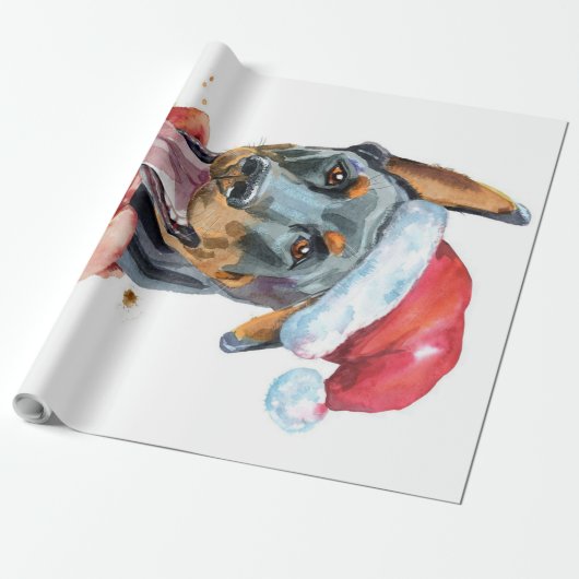 CHRISTMAS DOBERMAN DOG CADEAUPAPIER (Uitgerold)