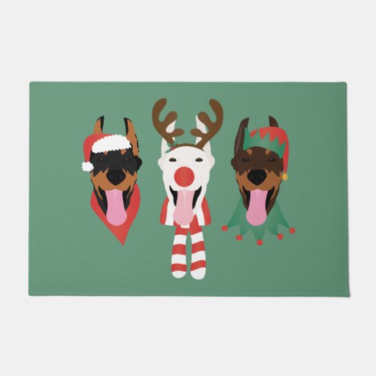 Christmas Dobermann Honden Deurmat (Voorkant)