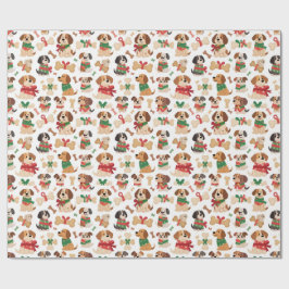 Christmas Dog And Gift Bone Colourful Xmas Cadeaupapier