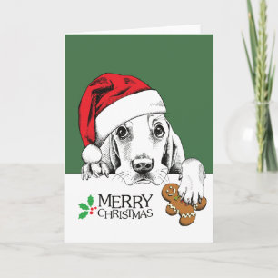 Christmas Dog Basset Hound Feestdagen Kaart