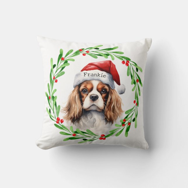 Christmas Dog Cavalier King Charles Spaniel Pet Kussen (Voorkant)