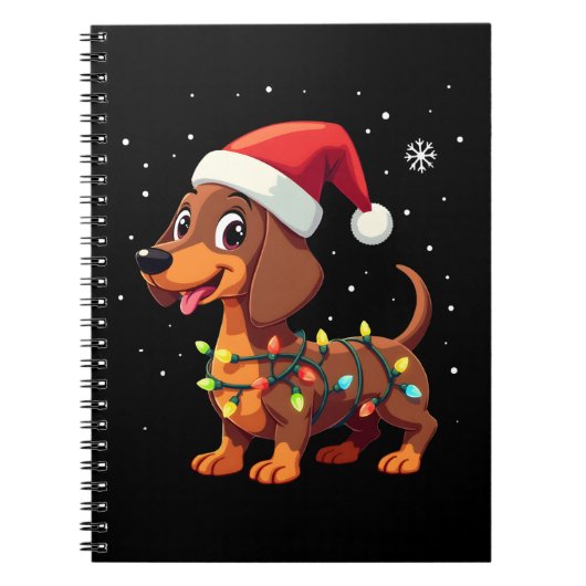 Christmas Dog Dachshund Santa Xmas Wiener 3 Notitieboek (Voorkant)
