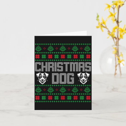 Christmas Dog Dad Sweater Jack Russell Pajama Men Kaart (Gele Bloem)
